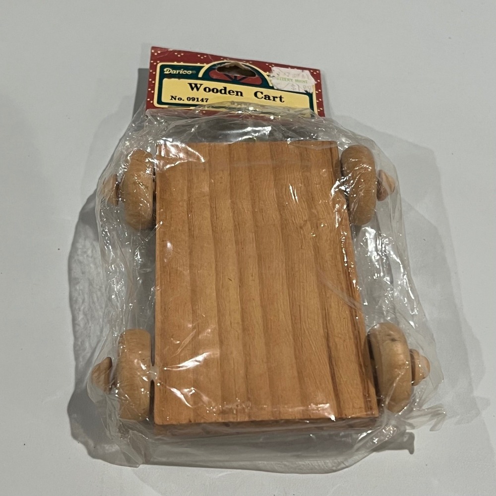 Darice Wooden Cart Craft Piece 3x5" Miniature Unfinished‎ Wood No. 09147